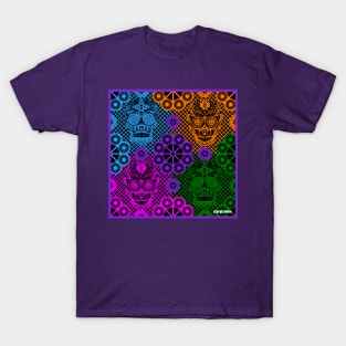 the sugar skull picnic in kawaii paper mandala wallpaper art ecopop T-Shirt